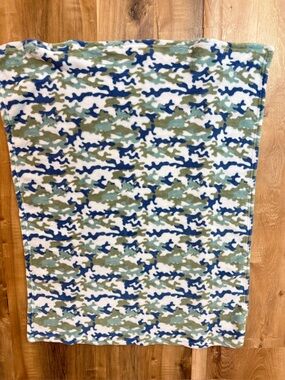 Cutie Pie Blue Green Camo Baby Fleece Blanket 30x36